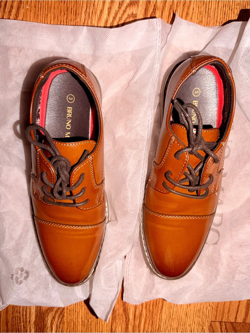Bruno Magli boys  Cognac Leather Lace-Up Oxfords